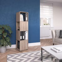 Étagère Pivotante Blanche - 4 étagères, Tourne à 360°, Dimensions 35 X 142 Cm, Rangement Bureau