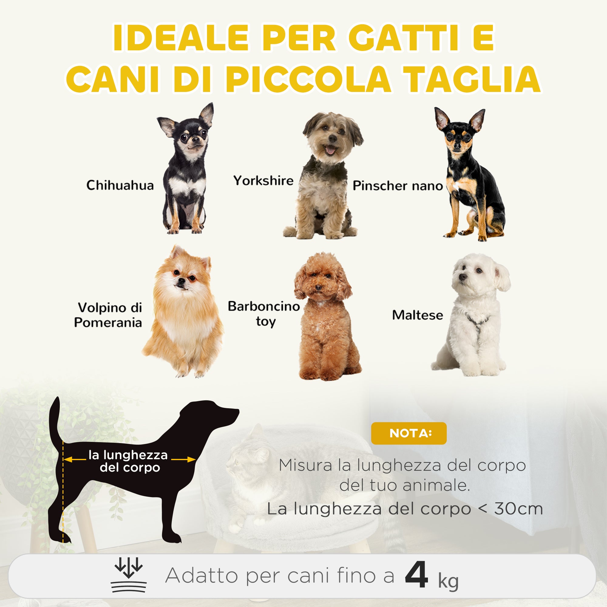 PawHut Divano per Gatti e Cani Rotondo in Peluche e Legno con Cuscino Extra, Ø40.5x33 cm, Grigio - 4