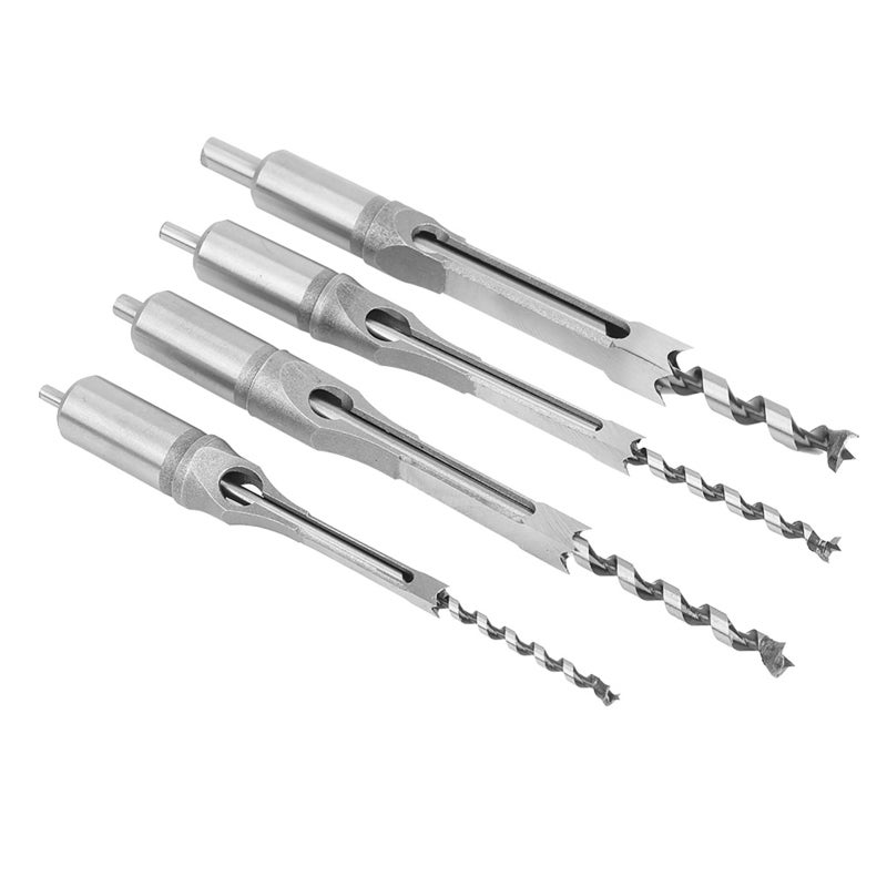Ensemble de 4 forets à trou carré 1/4 5/16 3/8 1/2, Ciseaux de mortaise en bois, Outils de forage manuels pour le bois - 3