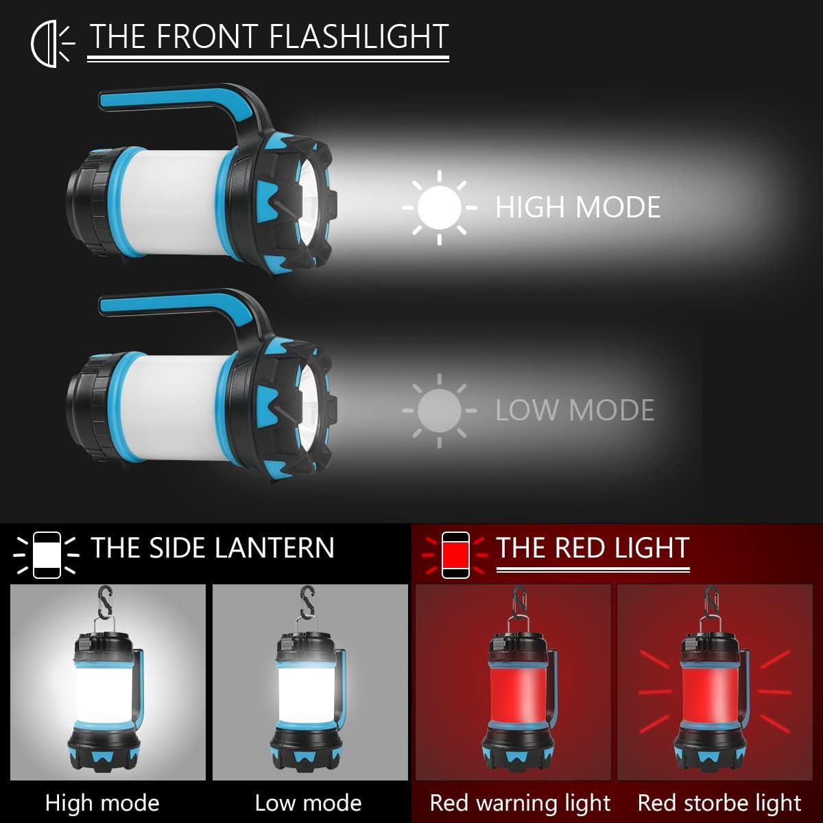 Lanterne LED Camping TG-TZ00944 – 6 Modes Lumière – Étanche & Légère – Sans Marque