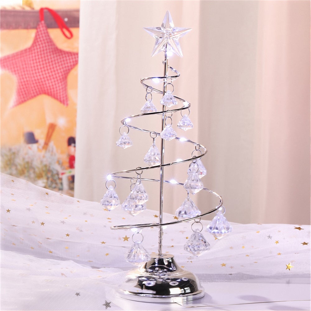 Catena luminosa di cristallo per albero di Natale, spirale decorativa, a batteria (batterie non incluse), ideale per decorare la tavola di Natale - 2