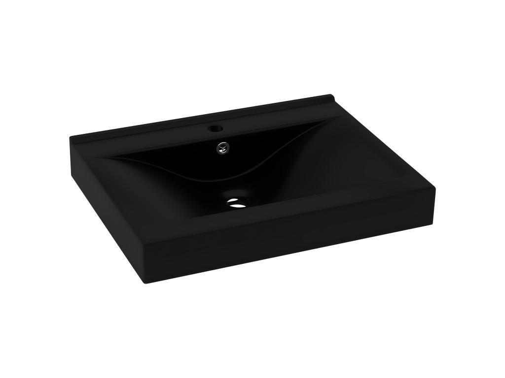 Lavabo bagno con foro rubinetto 60x46 cm ceramica nero opaco 02_0002772 - 6