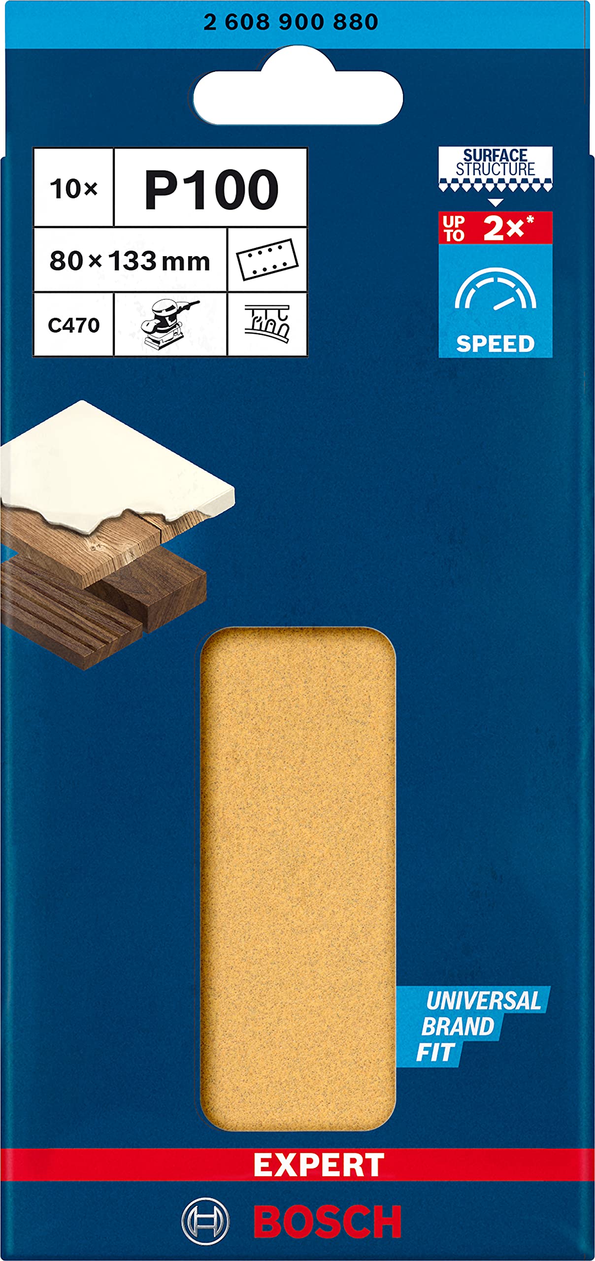 Bosch Accessories EXPERT C470 2608900880 Papier abrasif pour ponceuse vibrante perforé Grain 100 (L x l) 133 mm x 80 mm - 9