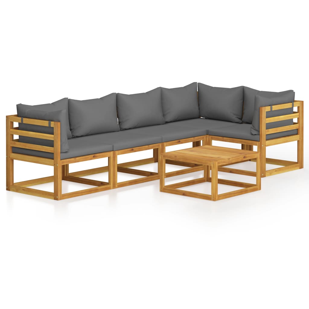 Salon bas de jardin en Bois Gris 5 personnes - 2