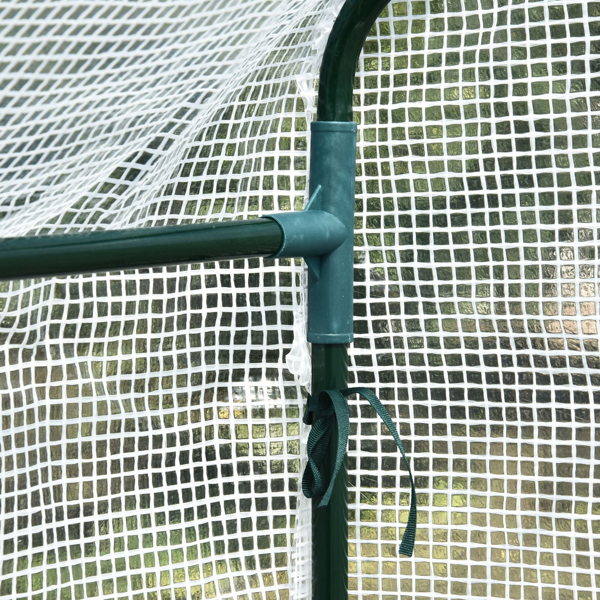 Outsunny Serra a Casetta con Rivestimento in PE, Porta a Cerniera e 4 Ripiani, 186x120x190cm, Bianco - 9