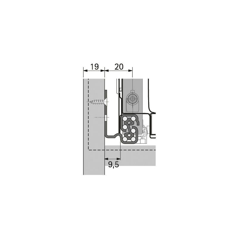 Coulisse quadro v6 silent system - Largeur d'encastrement : 9,5 mm - Longueur : 470 mm - HETTICH - 3