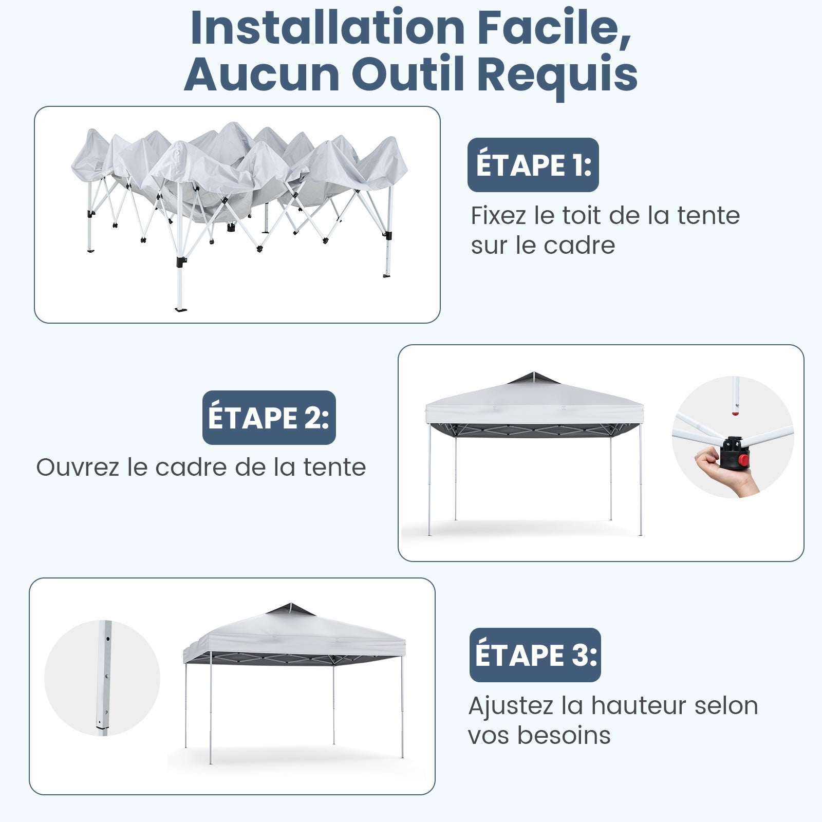 Pawilon składany 3 x 3 m, wodoszczelny, stabilny, ochrona przed promieniowaniem UV 50+, namiot imprezowy, namiot składany, pawilon - 6