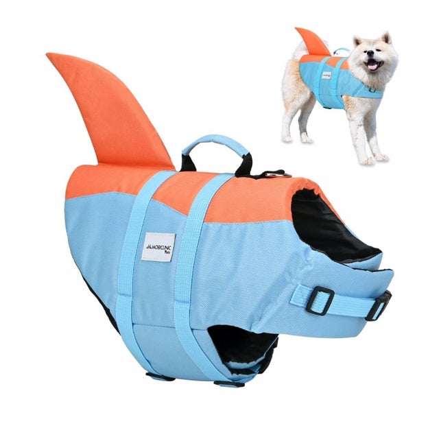 Mobiclinic colete salva-vidas para cães Arnês ajustável Anel de trela Pega Leve Barbatana decorativa Sharky XL