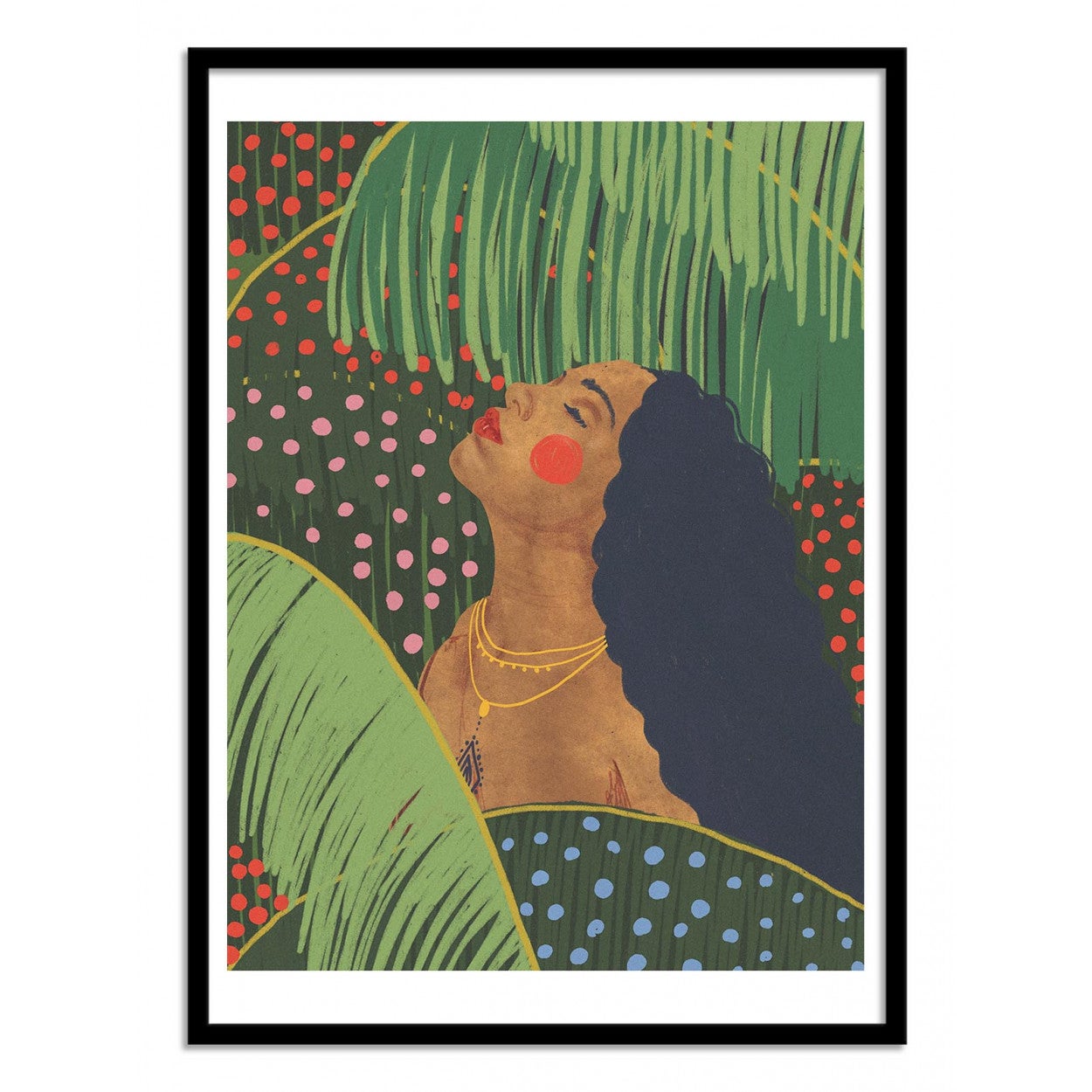 Art-poster - jungle goddess - gigi rosado - con marco negro 50 x 70 cm