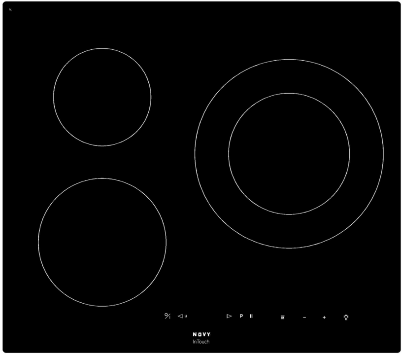 Table de cuisson induction 60cm 3 feux 6700w noir - Novy 1752/ | Leroy ...