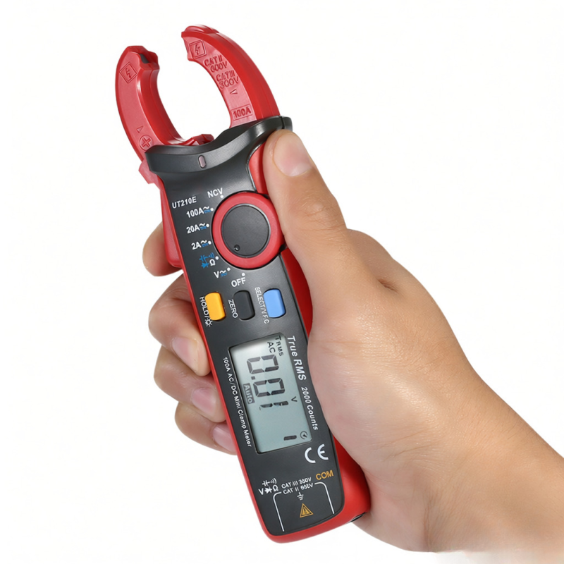 Multimètre à pince numérique UT210E Mini avec écran LCD rétroéclairé, mesure de la valeur efficace vraie (True RMS), voltmètre, ampèremètre - 8