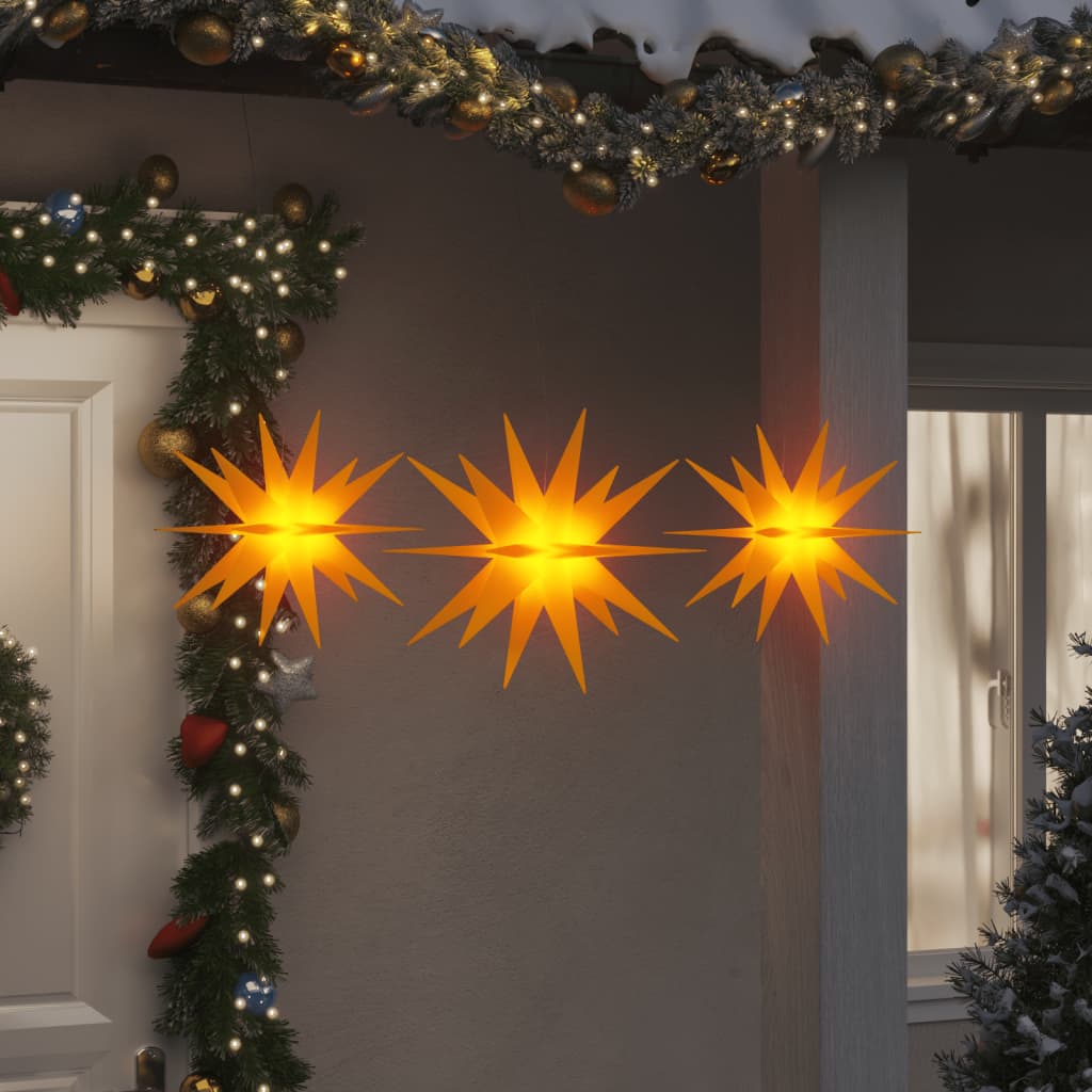 Ozdoby świetlne z LED, 3 szt., składane, żółte vidaXL