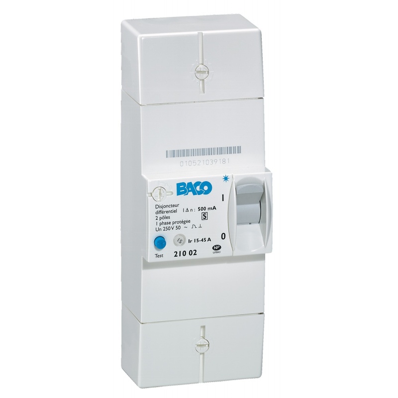Disjoncteur de branchement BACO bipolaire différentiel 500mA instantané 60A non réglable LEGRAND 401051 - 2