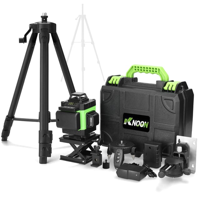 Livella laser verde a 16 linee, autolivellante 3° con batteria al litio, supporto a parete e treppiede regolabile da 1,2 m per lavori in interni