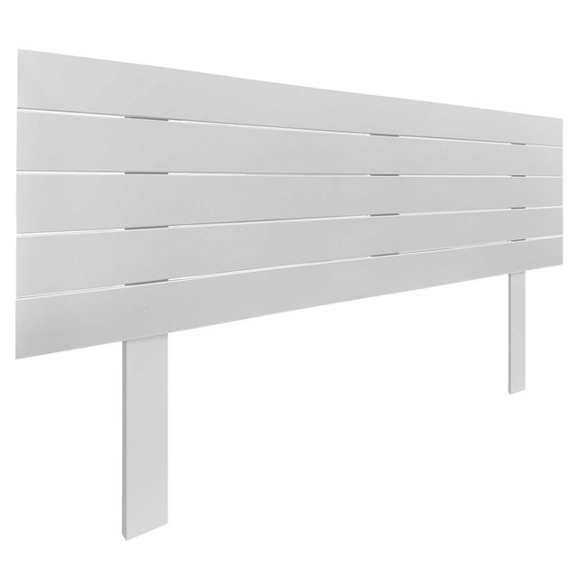 DHOME Tête de lit en bois recyclé MDF Style Palette Horizontale avec Pieds Lit en Palette Accessoires Inclus (160cm, Blanc Solide)