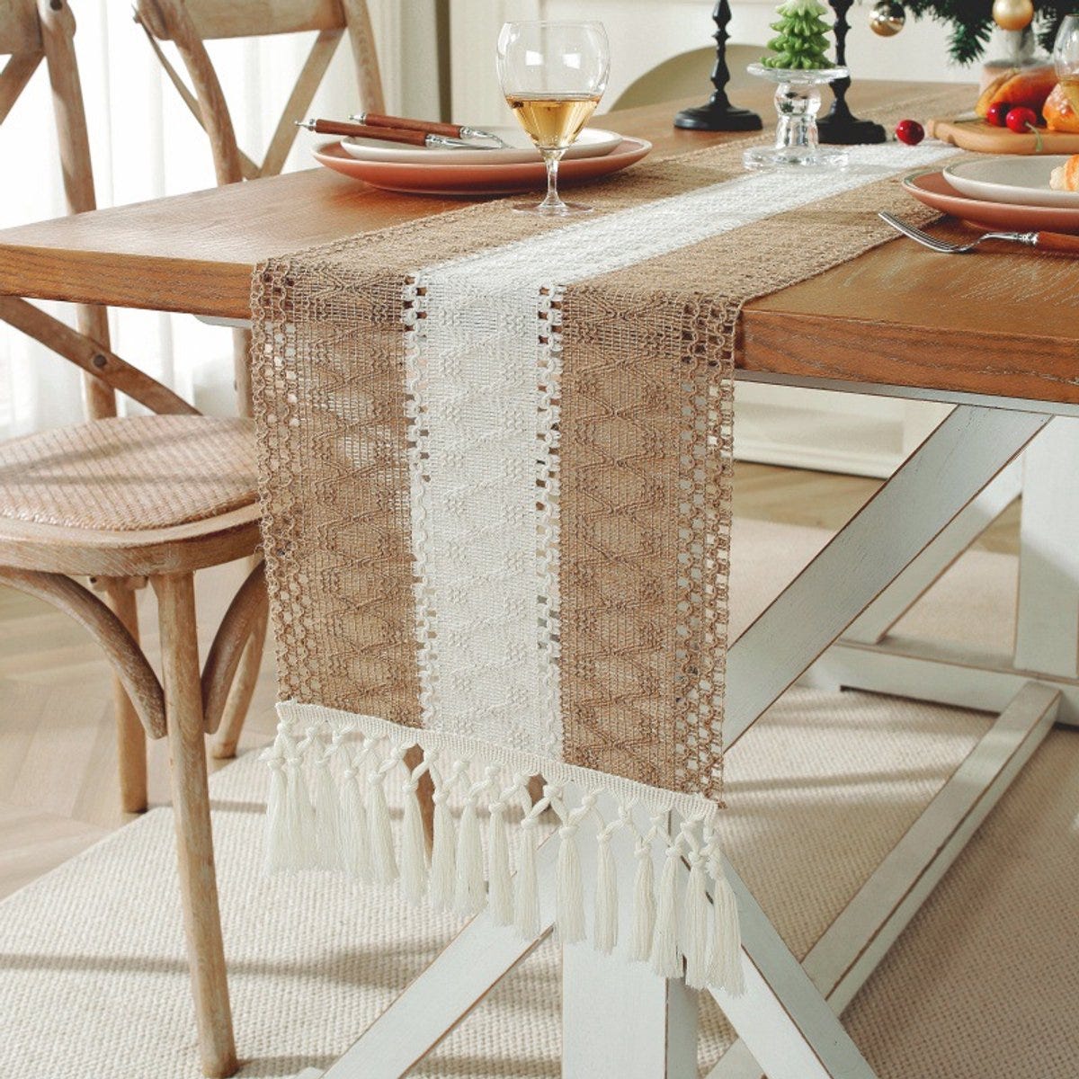 Bestenrose - Runner da tavolo, tovaglia, decorazione a 2 lati, in cotone e lino, classico, decorazione per sala da pranzo, feste, vacanze, 32 x 180 Bestenrose - Runner da tavolo, tovaglia, decorazione a 2 lati, in cotone e lino, classico, decorazione per sala da pranzo, feste, vacanze, 32 x 180