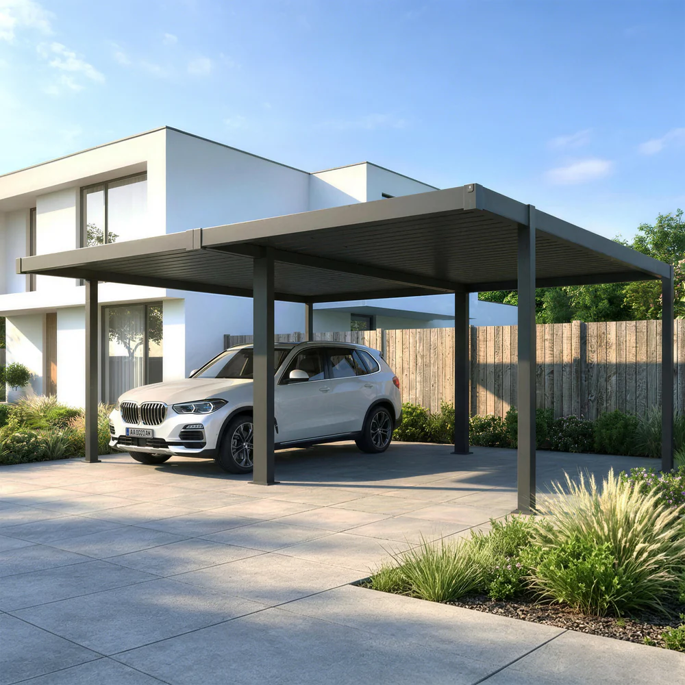 Carport Double | Abri pour voiture autoportée 6x5 m MIRADOR 111S, structure en alumimium et toit acier anthracite - 2