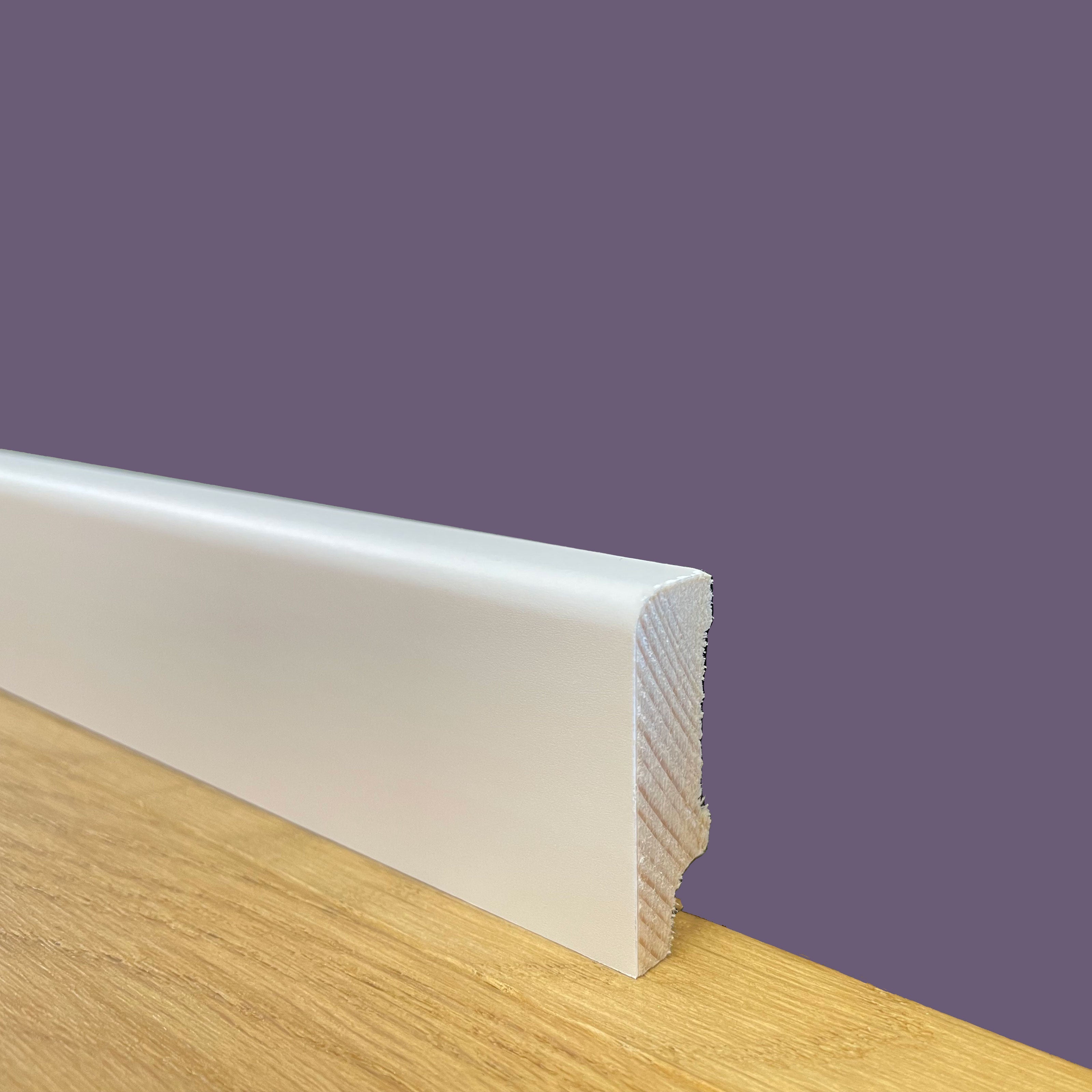 BATTISCOPA ZOCCOLINO in legno MASSELLO di ABETE 40X12 Squadrato bianco (prezzo al metro lineare) - 3