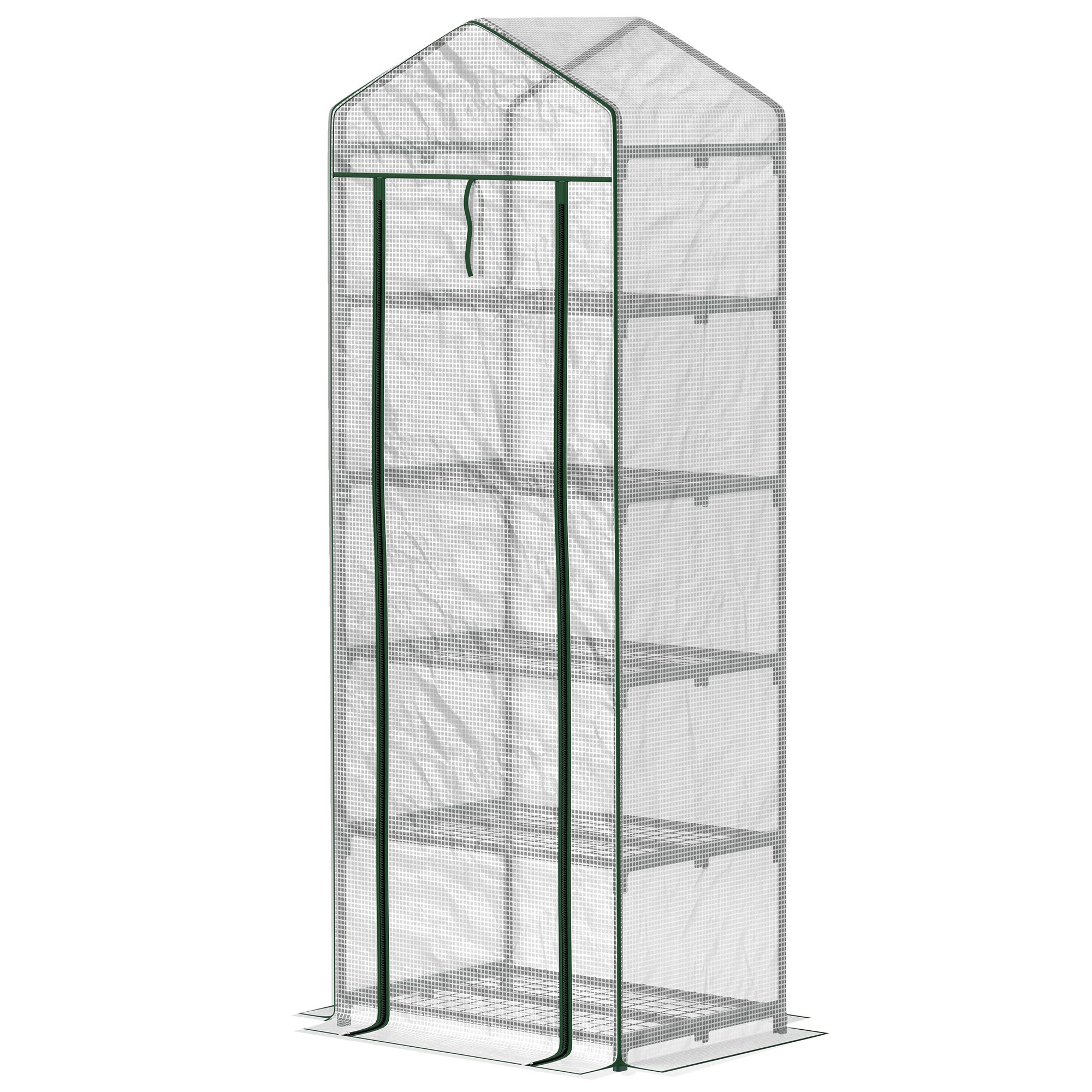 Serre de jardin balcon étagère serre 5 niveaux 0,69 x 0,49 x 1,93 m acier bâche amovible PE blanc - 2