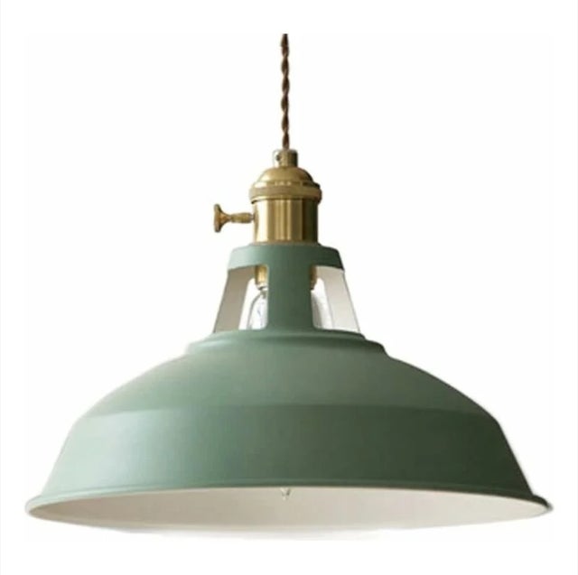 Lampa wisząca sufitowa, Oprawa E27 Nowoczesna lampa wisząca z metalowym kloszem, Restauracja Salon, Zielona (Bez Żarówki)