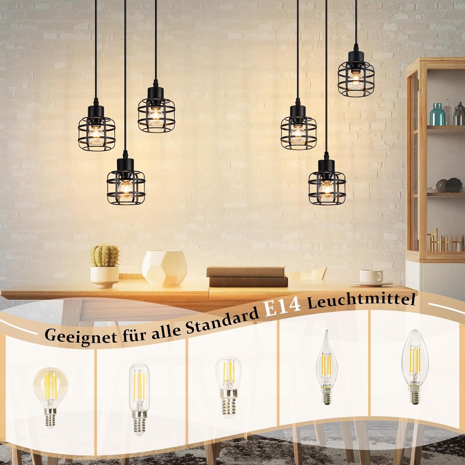 Lampa wisząca Nettlife Vintage z trzema żarówkami – czarny metalowy żyrandol E14 w stylu retro – regulowana wysokość (żarówki nie są dołączone) - 3