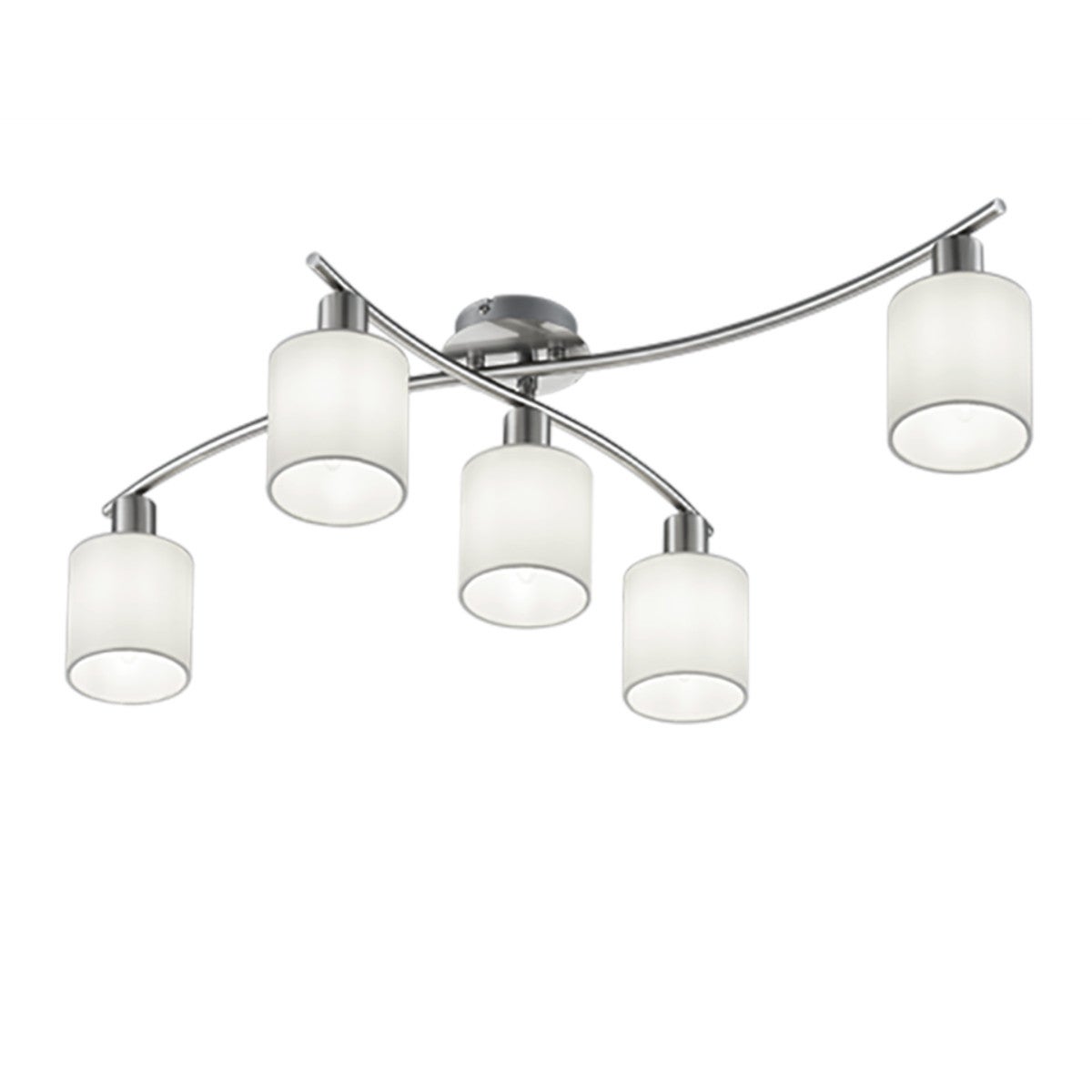 Lampa wisząca Garda srebrno-biała 5xE14x25W nowoczesna wym: 22 x 75 x 44,2 cm tkanina Trio - 2