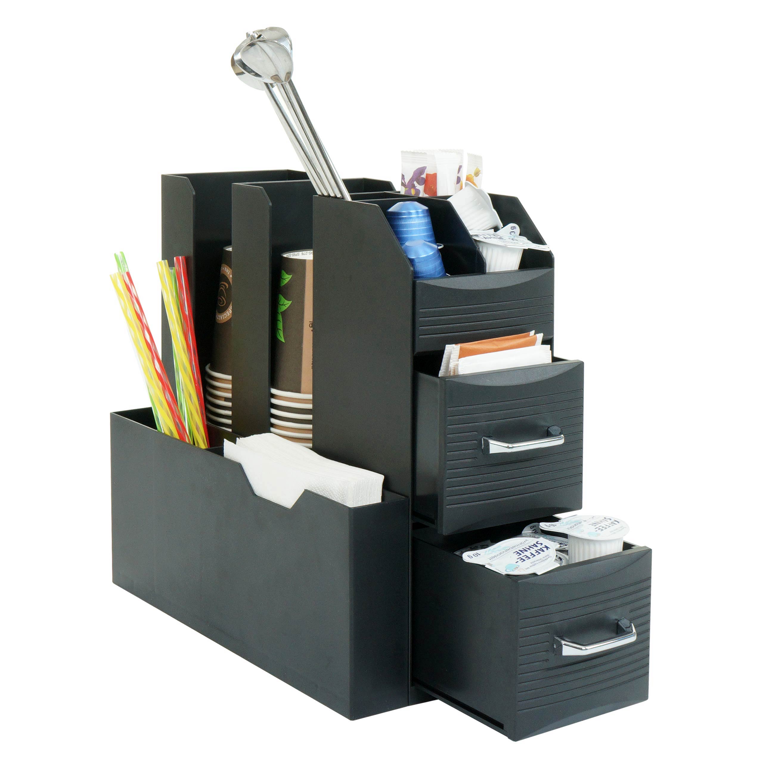 Tavolino Supporto Per Macchina Da Caffè Con Cassetto Porta Capsule MCW-L98 Polistirene Antiurto 7x31x34cm Nero - copertina
