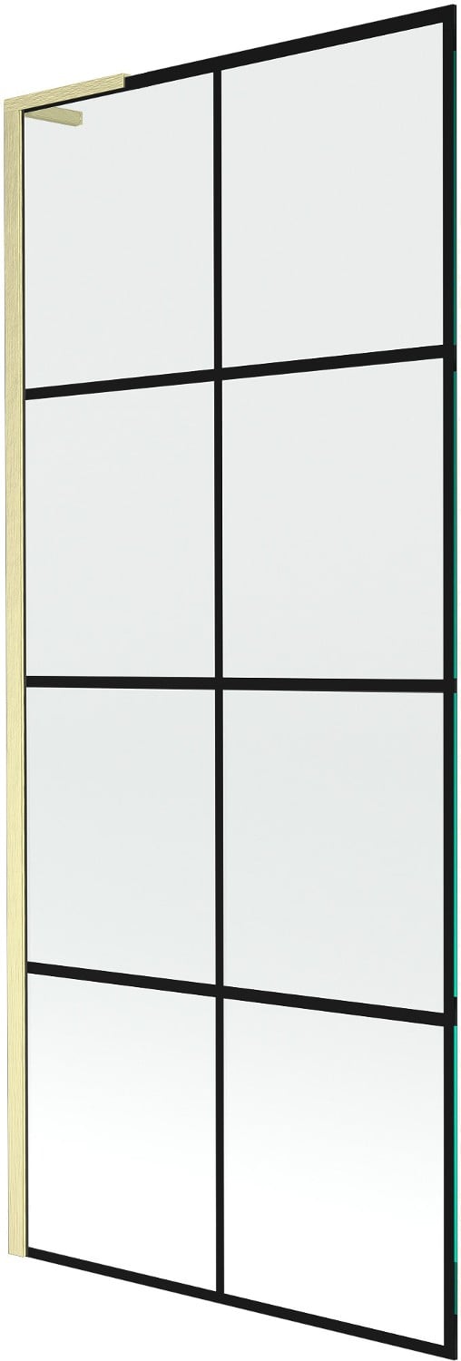 Mexen Next L parawan nawannowy 1-skrzydłowy 80 x 150 cm, czarna kratka, złoty szczotkowany - 895-080-000-03-77-55