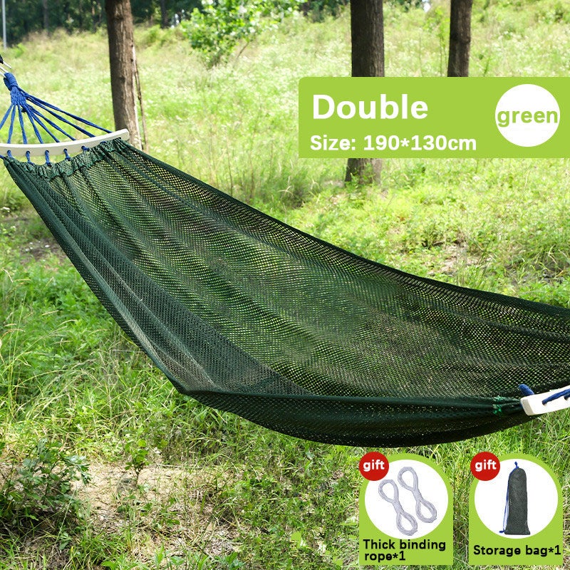 Hamac Camping Nylon – 260x130cm, Avec Sangles D'arbre, Sac De Rangement, Vert, Pour 1 Ou 2 Personnes