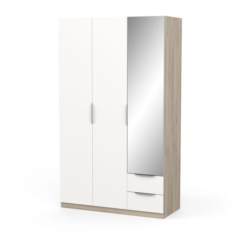 Armadio a 3 ante con specchio - GHOST - Bianco e Rovere - 119,4 x 51,1 x 203 cm - DEMEYERE - 5