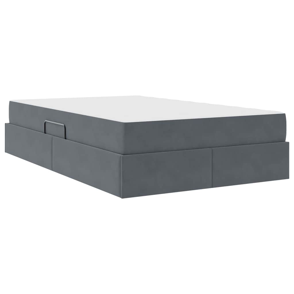 Lit avec rangement et matelas, gris foncé, 120 x 200 cm, velours - 5