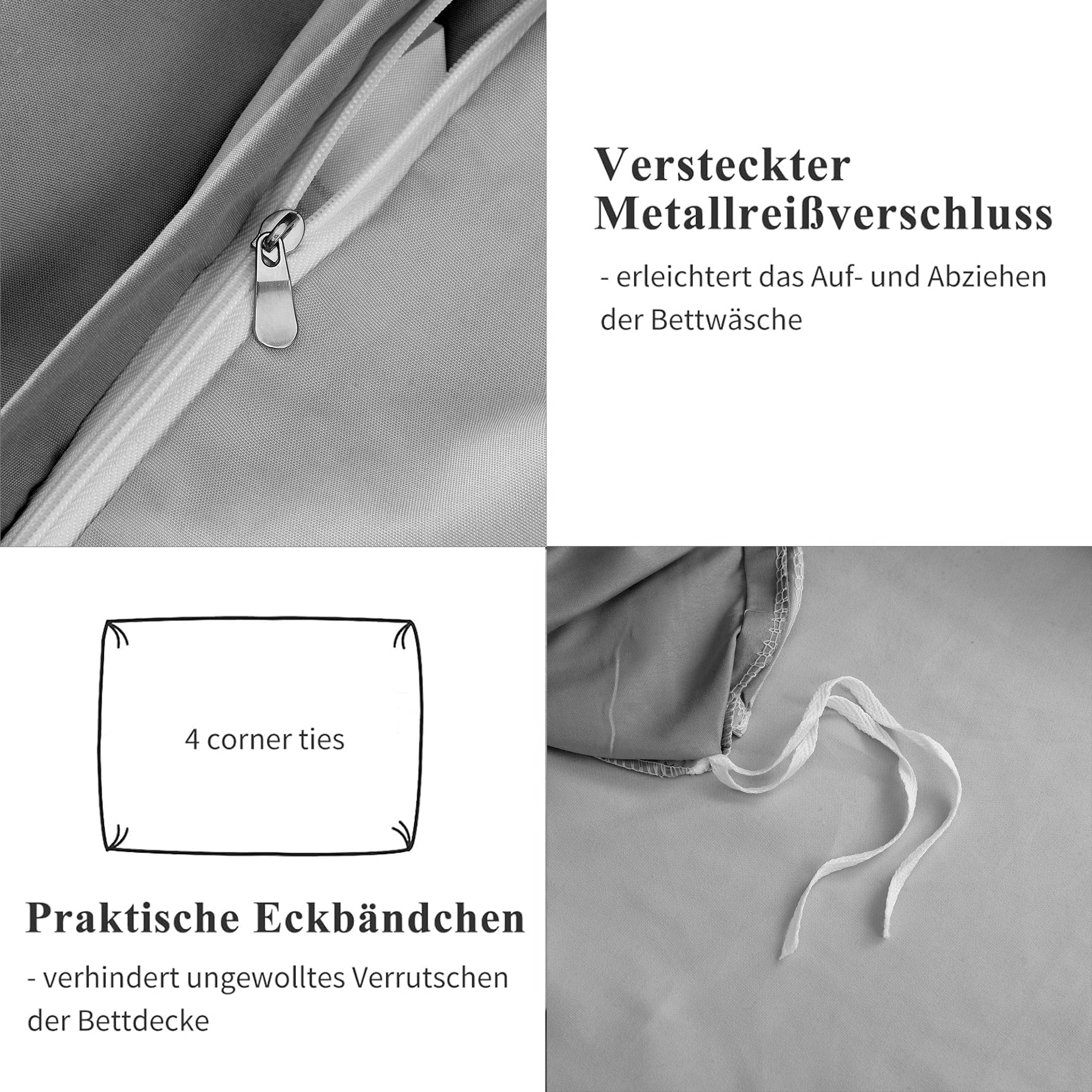 Parure gris foncé gris clair 140x210 cm - 2