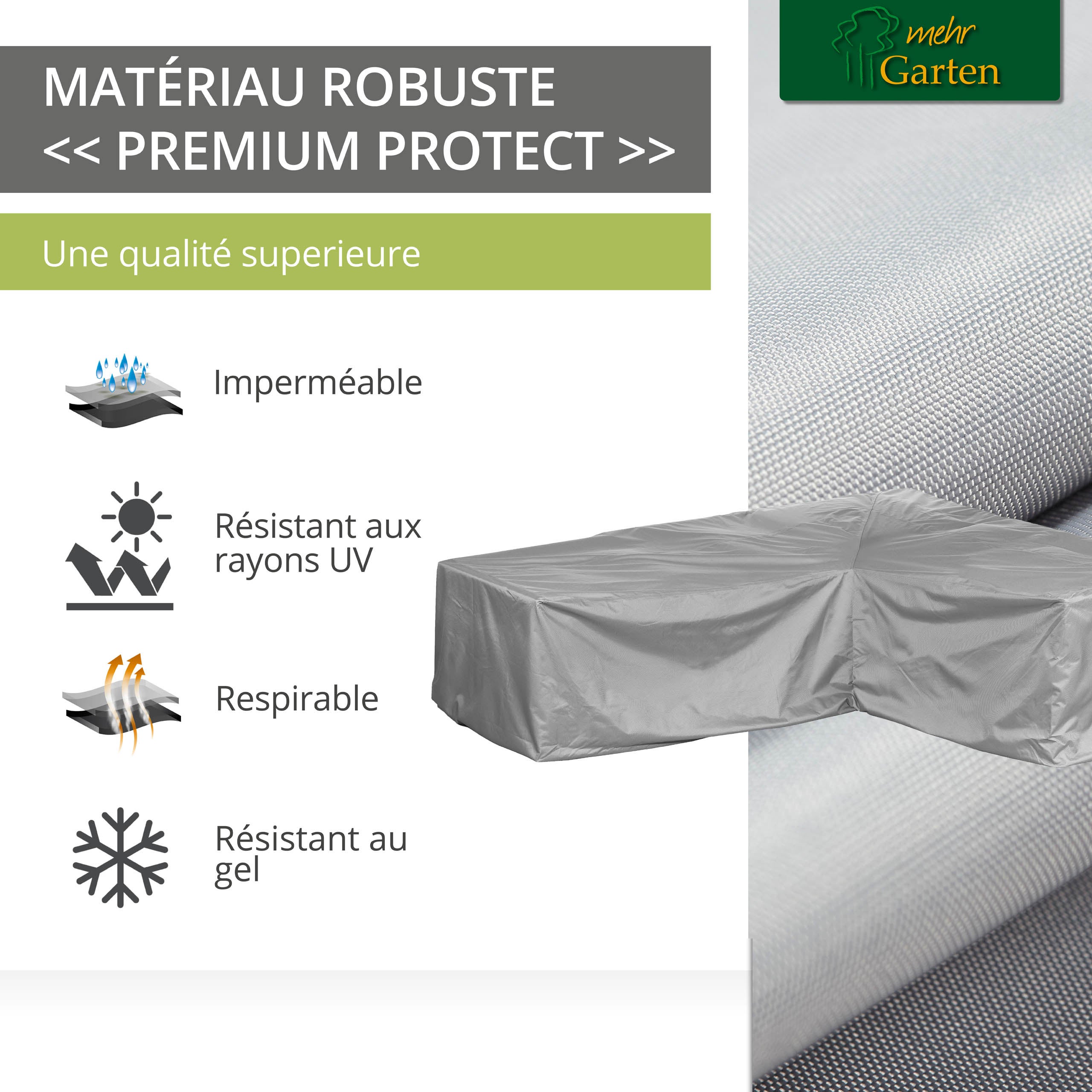 Mehr Garten - Pokrowiec na narożnik w kształcie litery L Premium PROTECT, wymiary: 205x205x80 cm I wodoodporny pokrowiec ochronny na meble ogrodowe - 4
