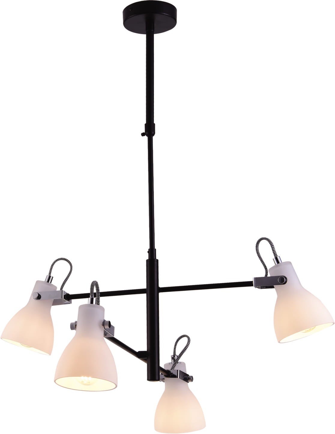 Lampa wisząca Kanti czarno-biała 4xE14x25W industrialny wym: 89 x 56 x 56 cm metal Kaja