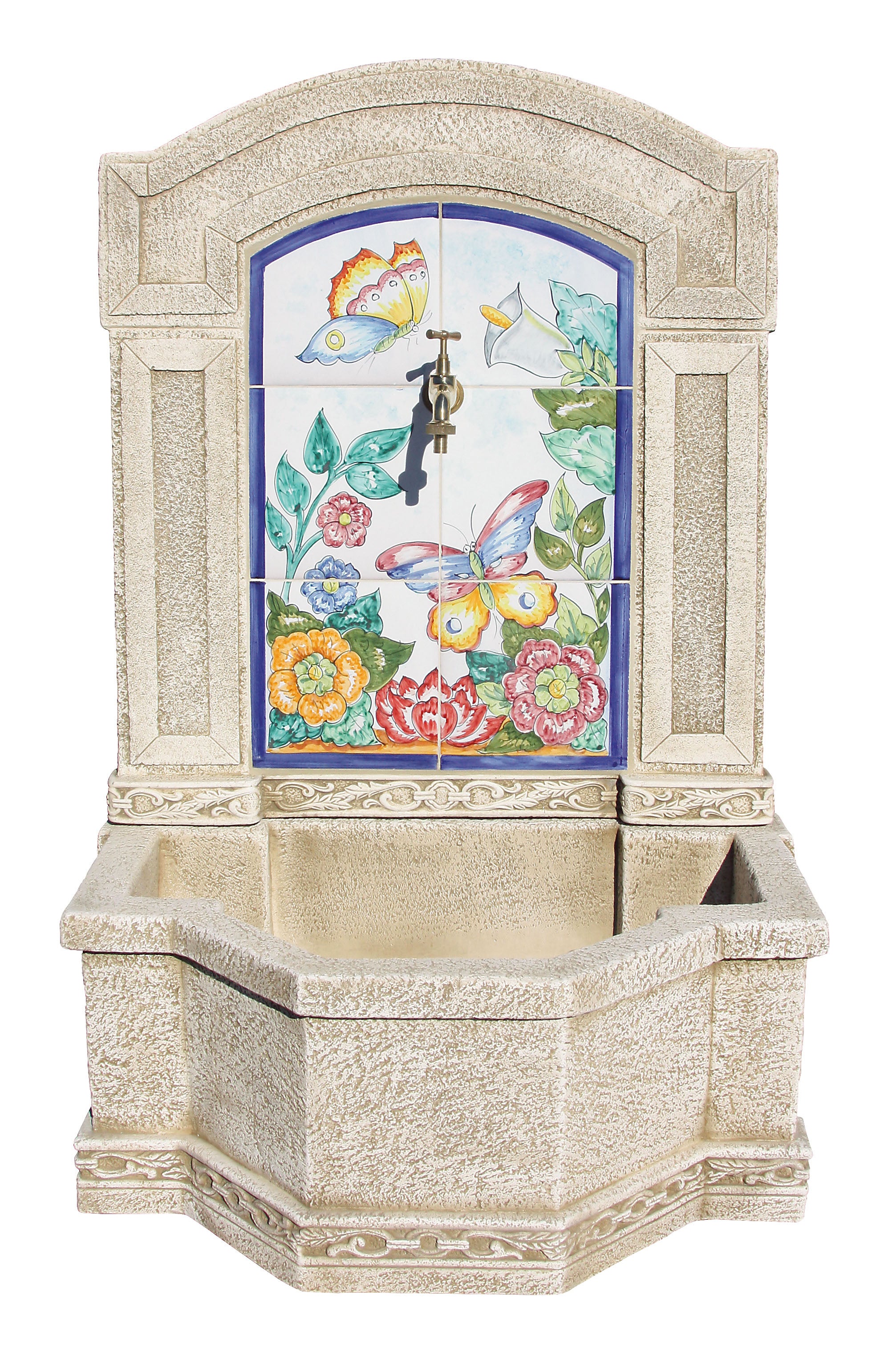 Fontaine de Jardin DELIA 71X45X109cm. Peinture murale en Betón Pierre de couleur Vert - 3