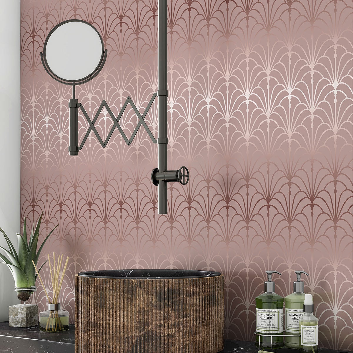Crédence adhésive sticker décoratif pour salle de bain - Motif élégant - Adhésif + Protection BRILLANTE - 60x60 cm - 2