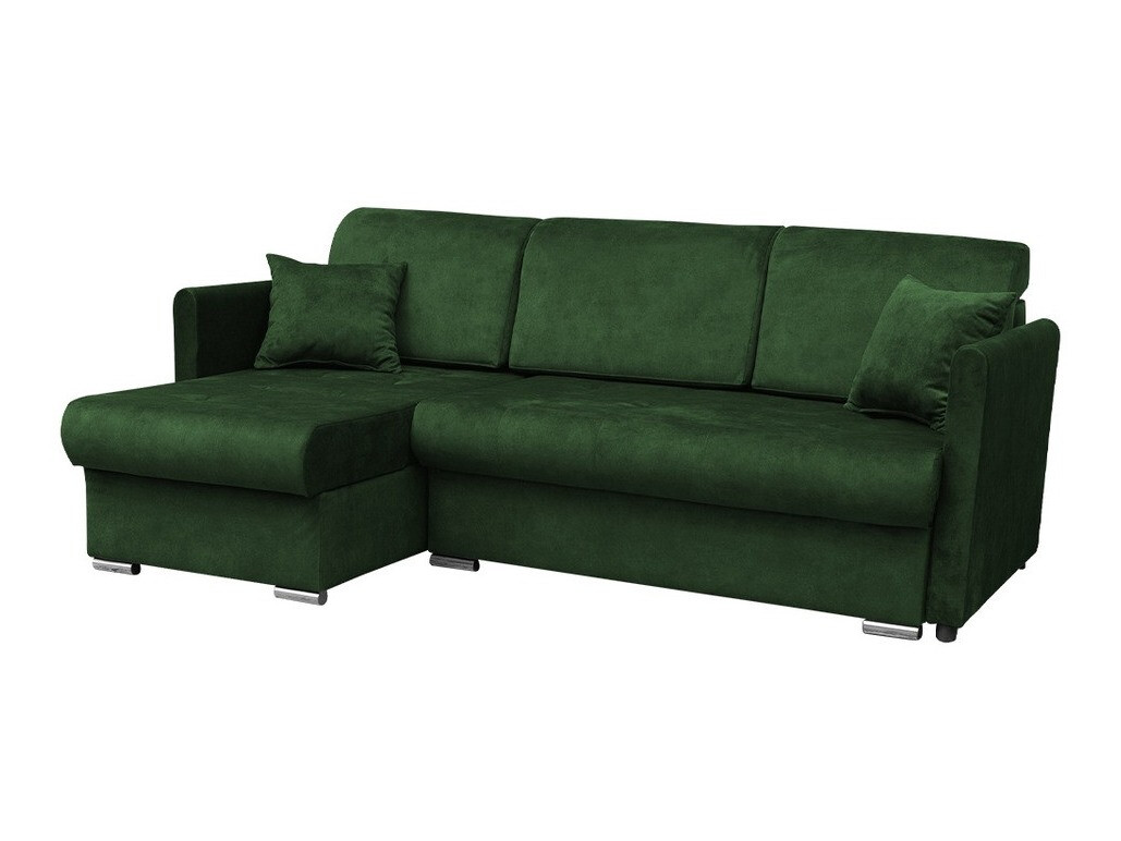 Sofá rinconero carlsbad 115, verde, función de descanso, caja de ropa de cama, 220x148x93cm