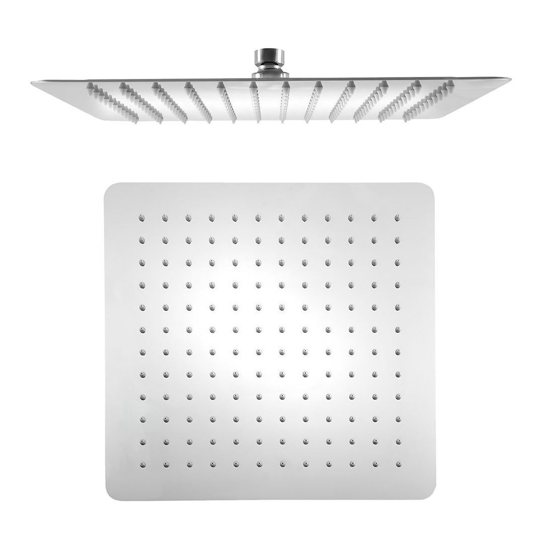 Valaz Barre de douche thermostatique carrée réglable jusqu'à 120 cm chromée - Série Segura - 20 cm - 7