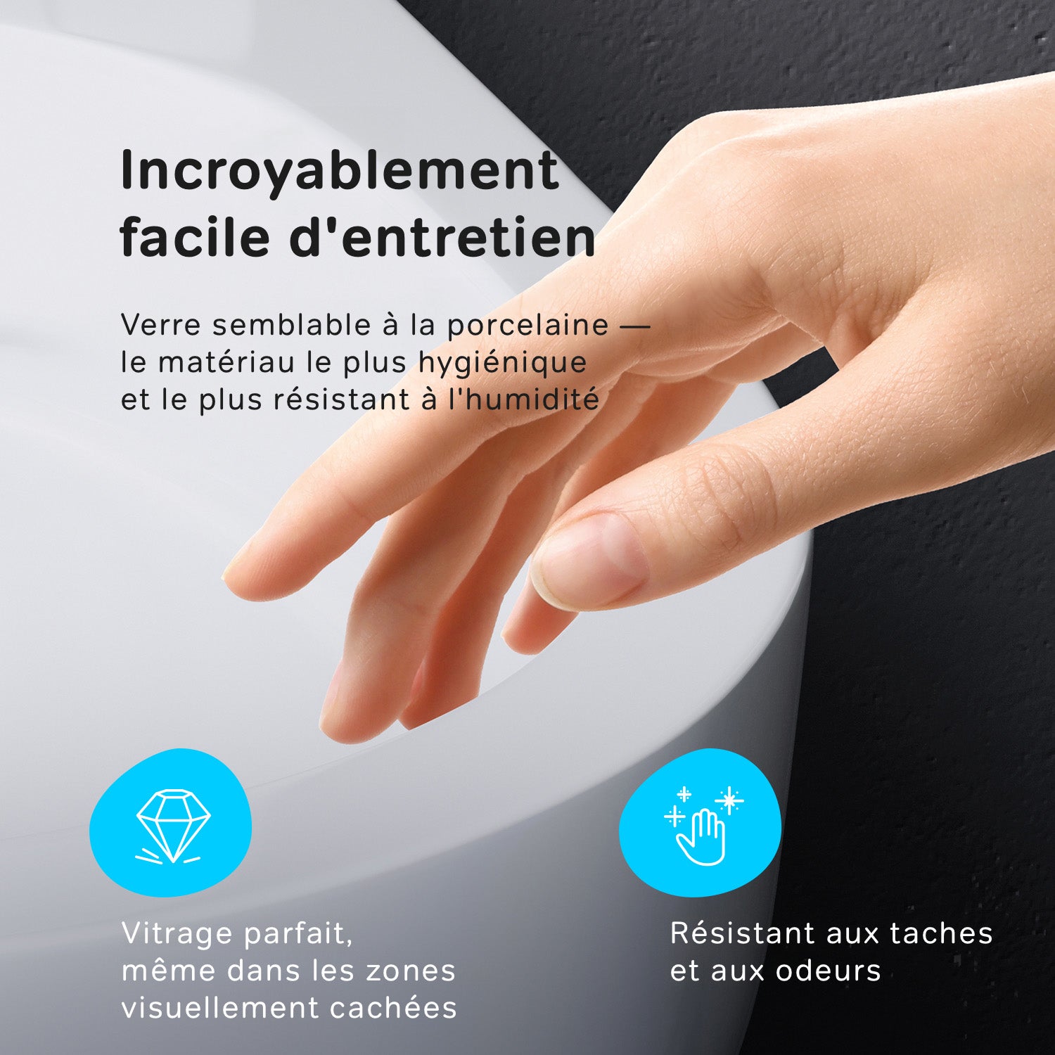 Pack WC suspendu bâti mural et cuvette Plaque Carrée Noire,&nbsp;Pack WC Bati-support AM.PM Hit - 7