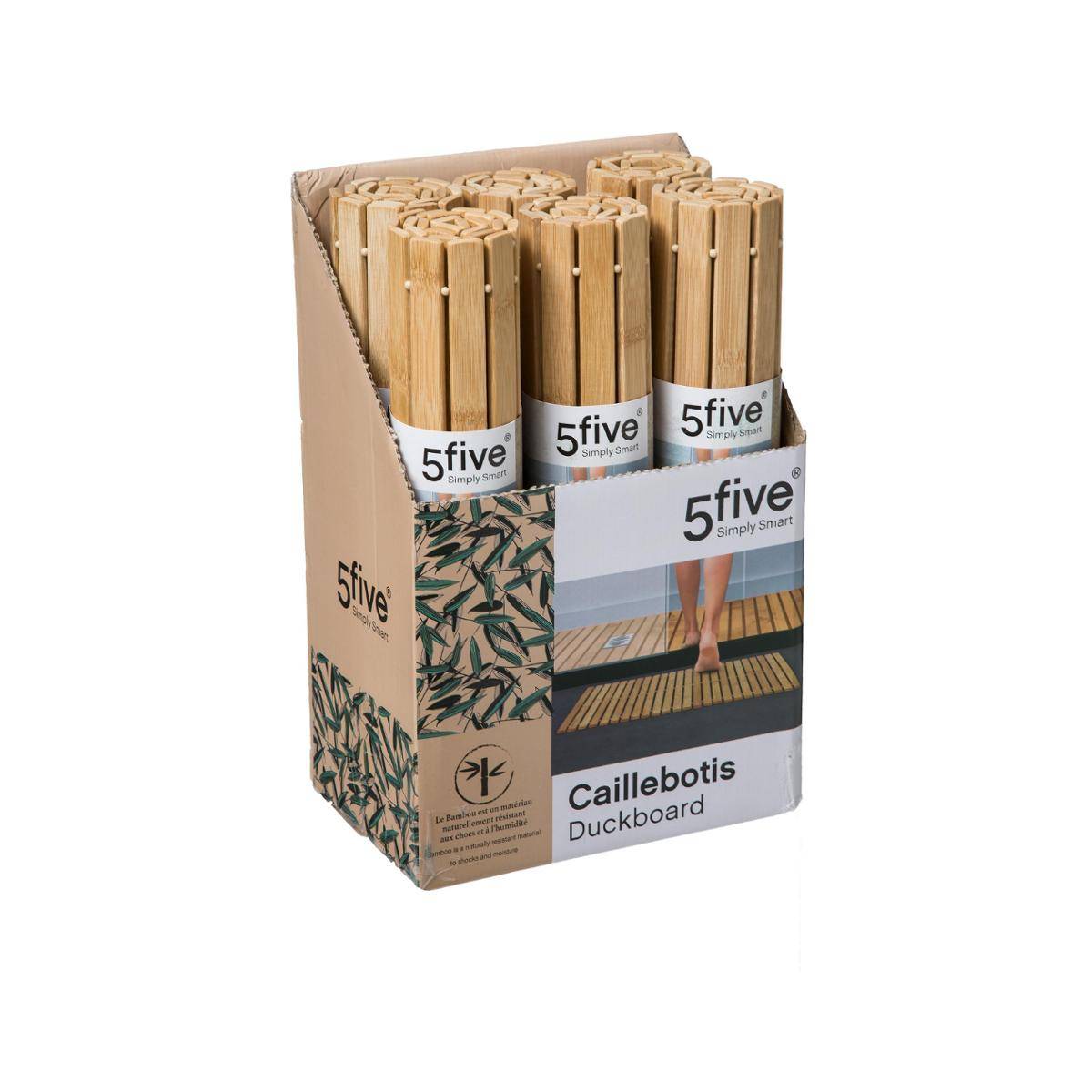 Tapis de bain caillebotis à rouler bambou 40x60cm - 5five - 3