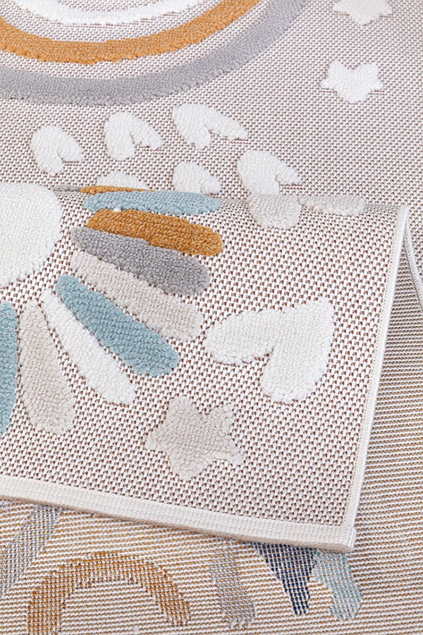 RUGURA - Tappeto per bambini per cameretta ragazzi con nuvole, stelle, arcobaleni e animali 230x160 cm turchese ocra blu - 4