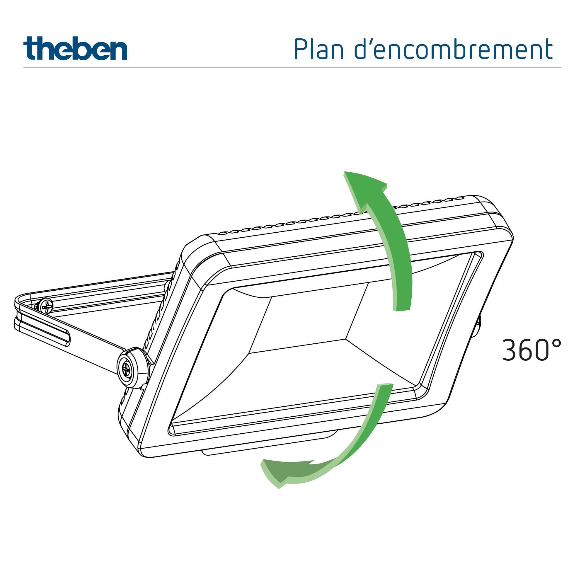 Theben 1020692 theLeda B20L W WH Reflektor LED 20 W, obracany o 360°, 3000 K, ciepła biel - 3