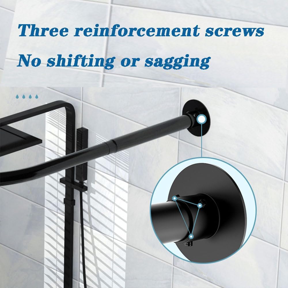 Barre de Douche en Acier Inoxydable en Forme L Extensible 80-100cm x 80-100cm sans Perçage pour Baignoire Coin Salle de Bain - 5