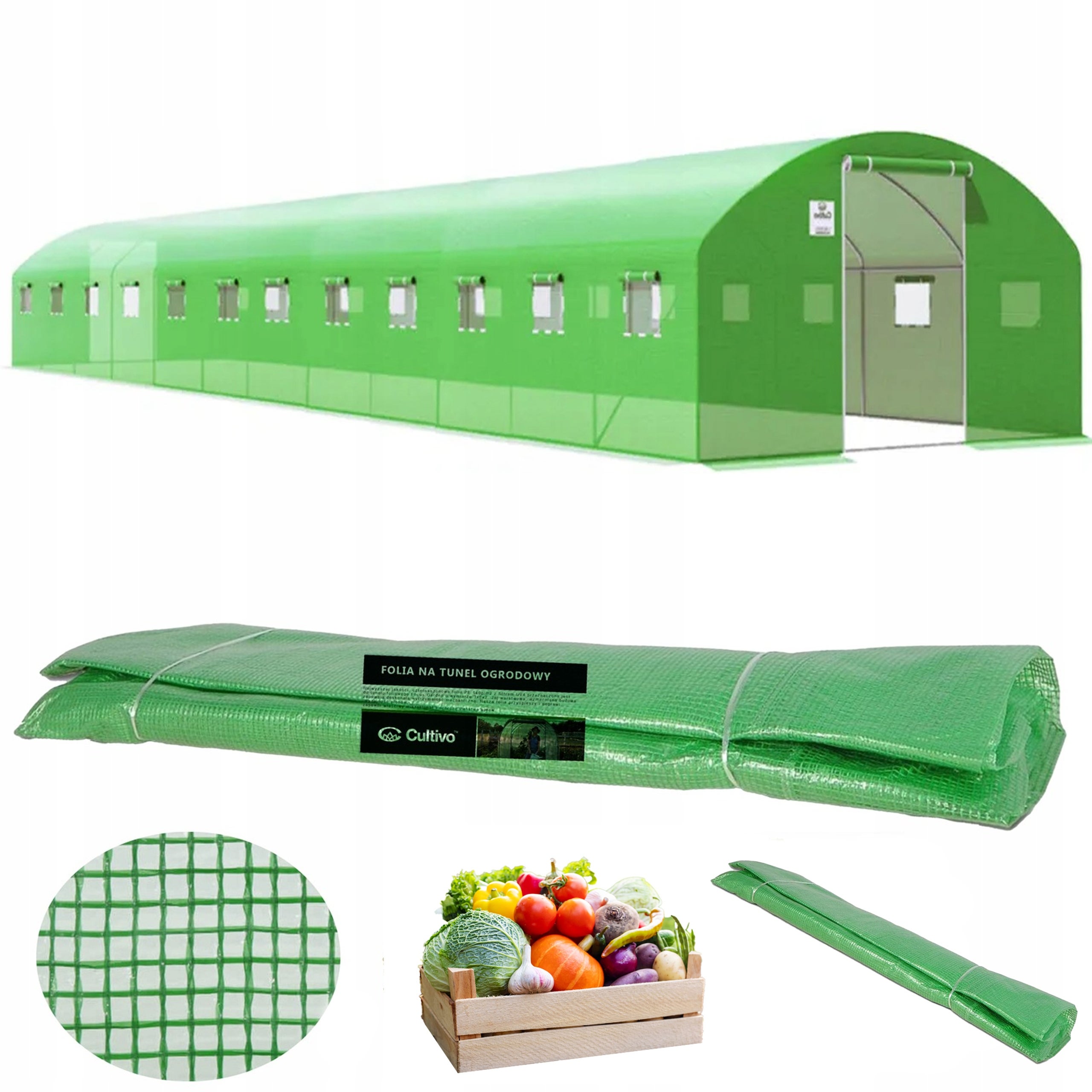 Folia Cultivo Poszycie Na Tunel Ogrodowy Szklarnia 4x12x2 Zielony Podwójne Drzwi Uv 1 szt