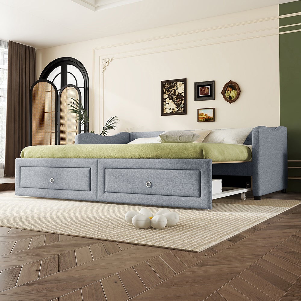 Lit de jour avec gigogne - VGEBY - 90x200 cm - Gris foncé Lit de jour avec gigogne - VGEBY - 90x200 cm - Gris foncé