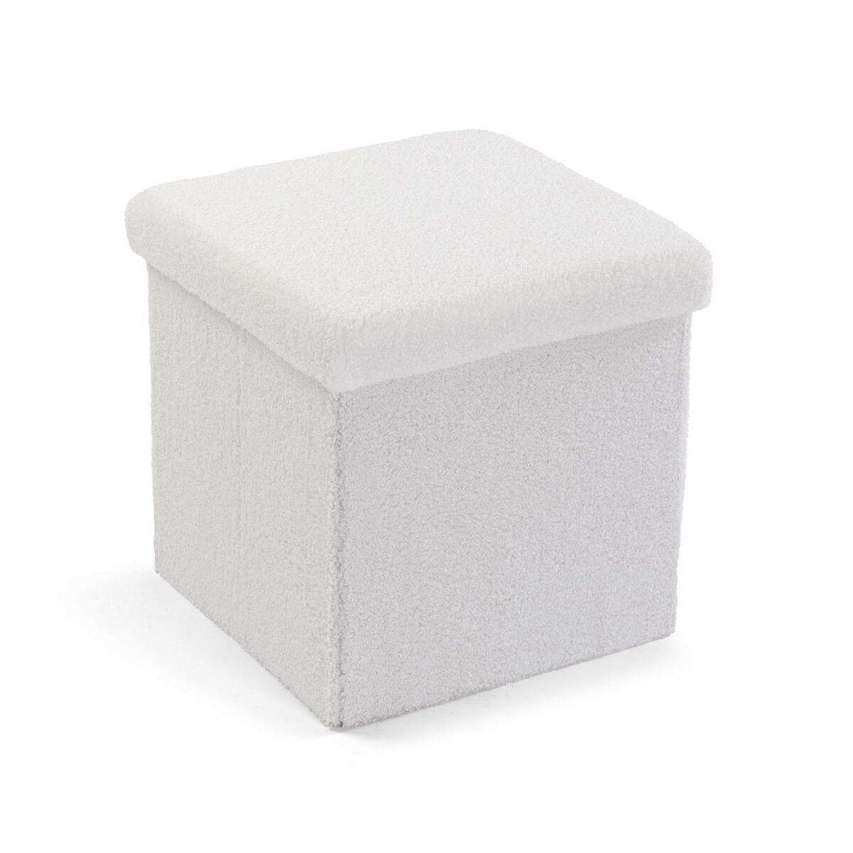 2191275 Sitzsack Mit Staufach Aus Kunstleder – Elfenbeinfarben, 37,5x37,5x38 Cm, Klappbar & Platzsparend