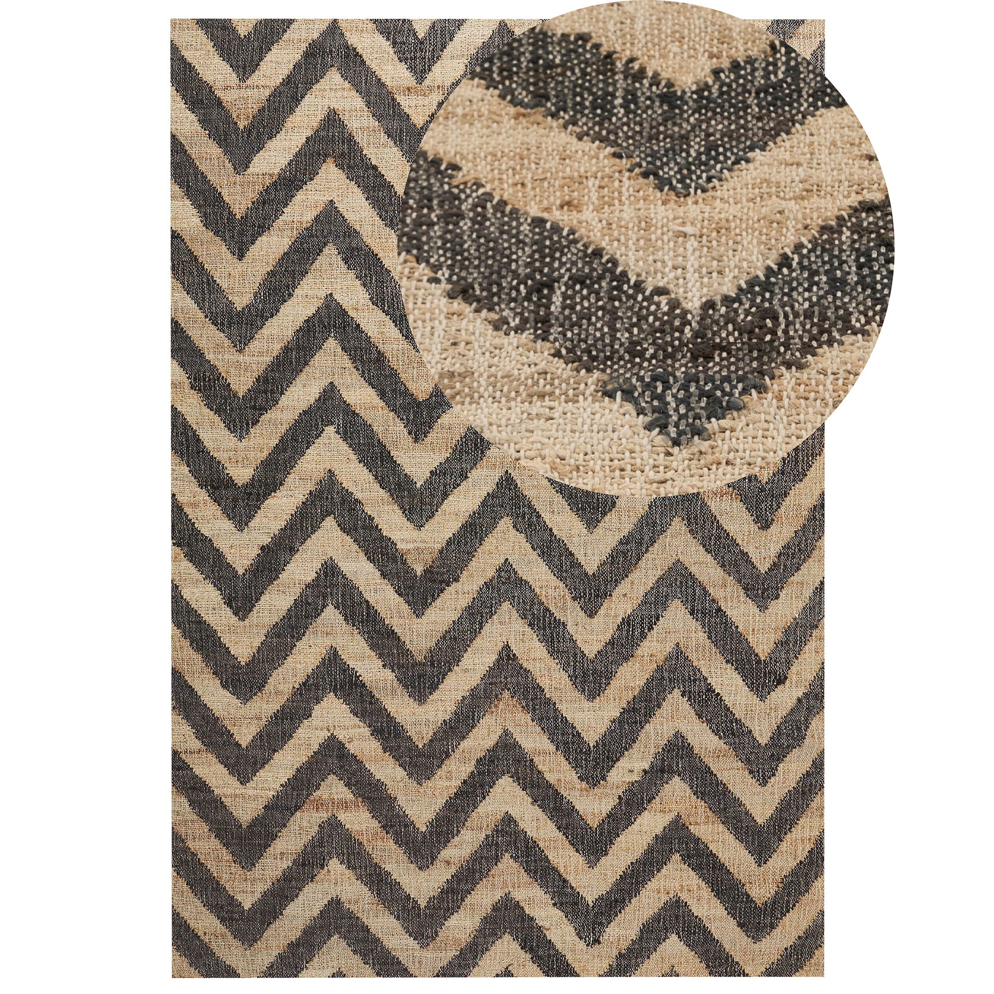 Beliani alfombra de yute beige y negra 160 x 230 cm dedepinari