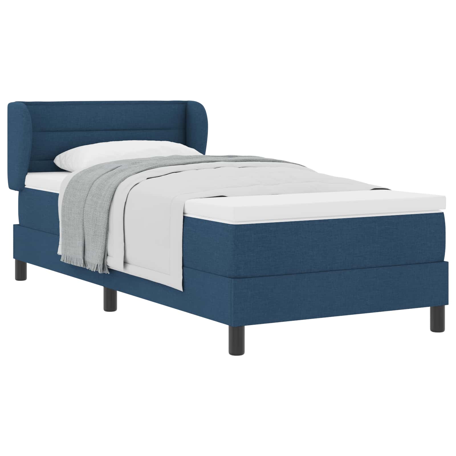 Cama tipo Box Spring con cabecera Azul 100 x 200 cm tela | Leroy Merlin