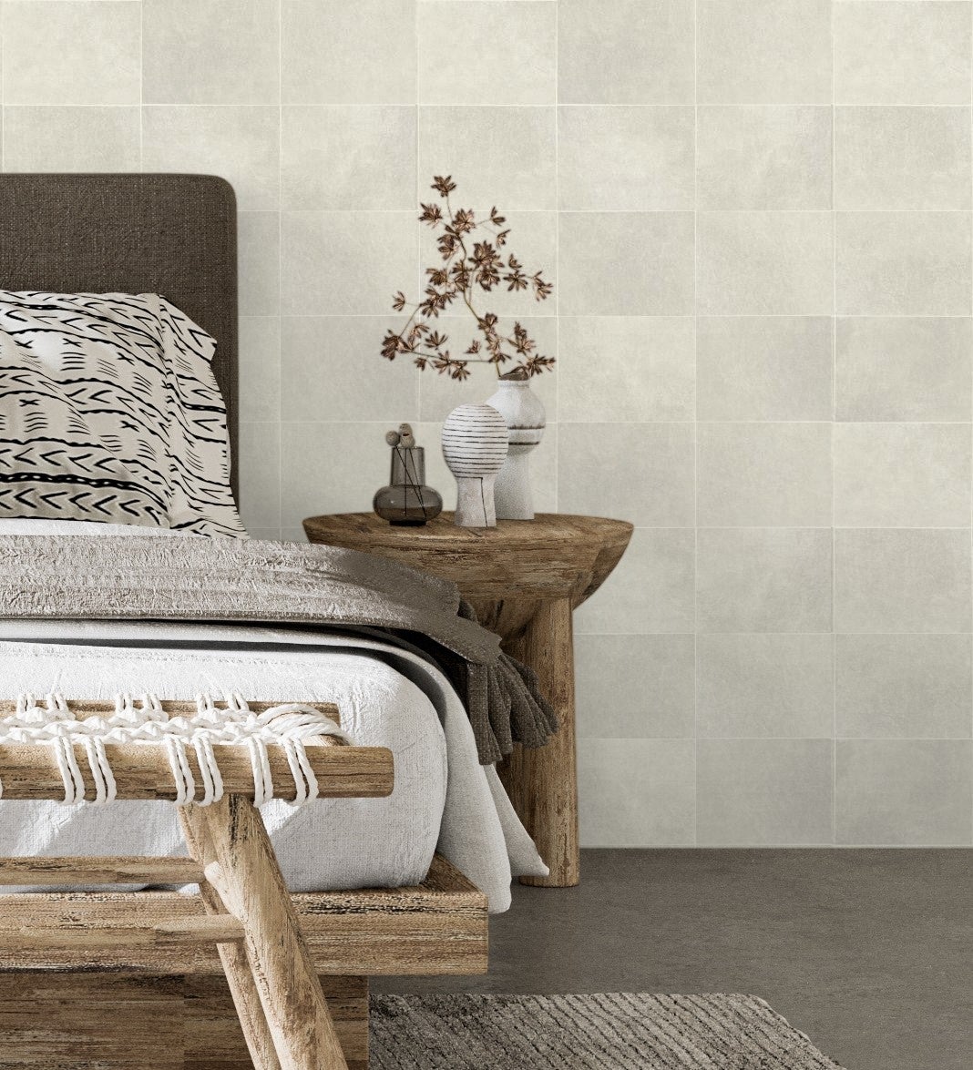 Papel pintado vinílico ecológico lavable azulejo beige claro textura en relieve - bergamo 679326 de gaulan - rollo de 10 m x 0,53 m