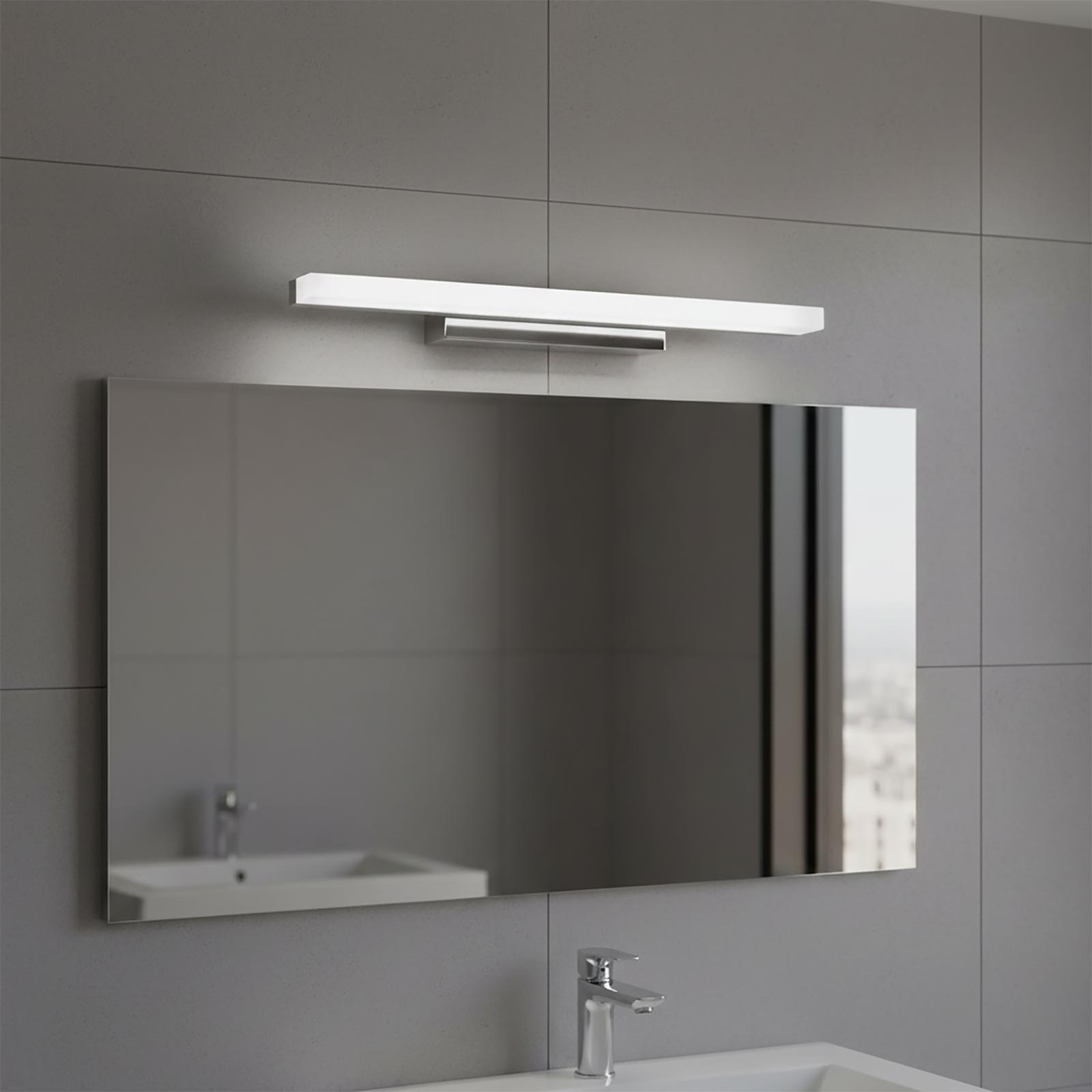 Applique murale LED 40 cm, blanc naturel 4000K, 9 W, chromée, IP44, style moderne, à placer au-dessus d'un meuble-lavabo (230 V). - 8